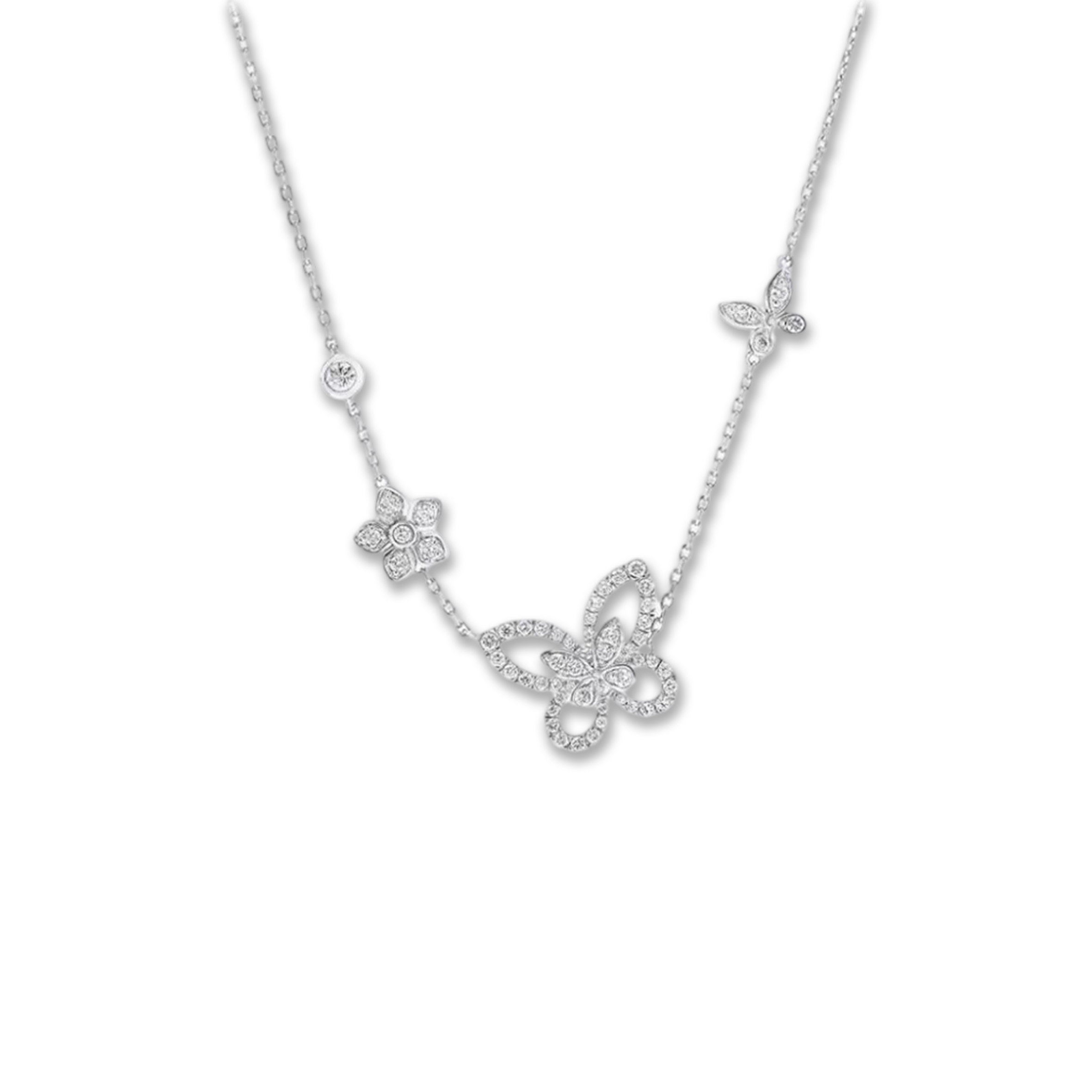 Gr*ff BUTTERFLY AND FLORAL PATTERN NECKLACE RGP906